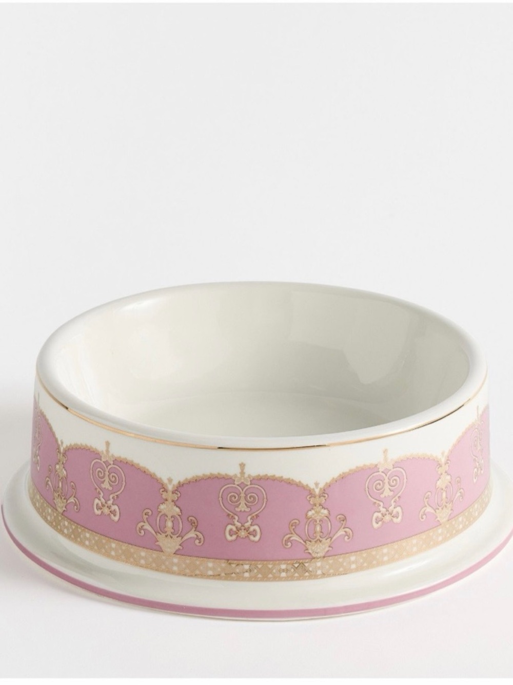 LoveShackFancy Pink and Gold Decorative Pet Bowl
